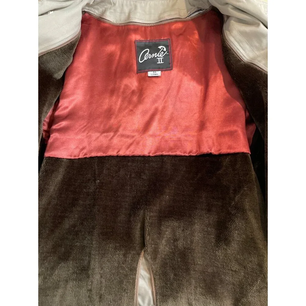 Vintage Arnie II Trench Coat Mens 44L Khaki Zip Out Lining Pockets Belted - Picture 9 of 13